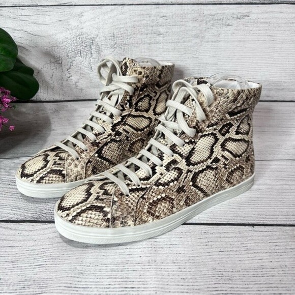 FREDA Salvador Snake Print High Top Lace Up Sneakers Size 8 - Picture 3 of 12